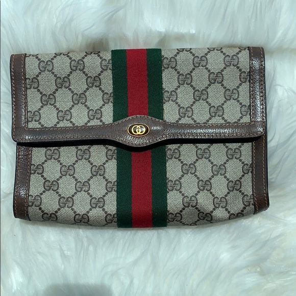 Vintage Gucci Leather Coated Canvas Clutch (Real) - Picture 3 of 8